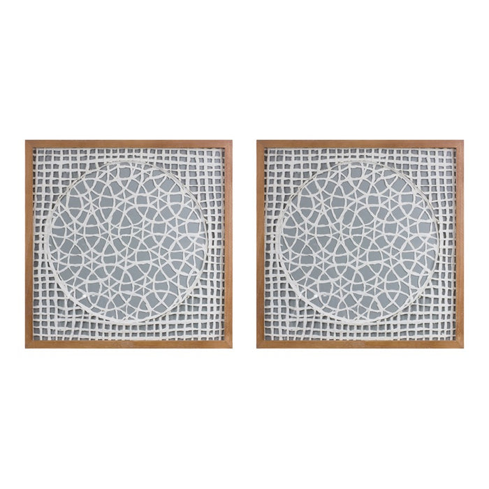 Melrose International Framed Paper Mache Wall Art 19.5"SQ, Grey/White