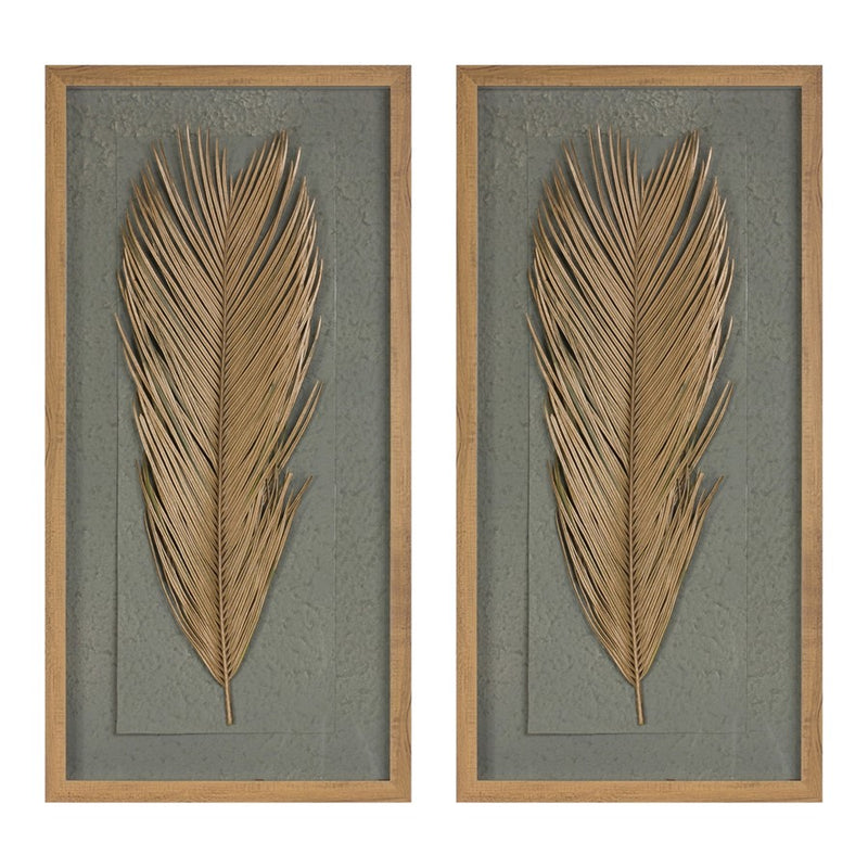 Melrose International Dried Palm Frame, Set of 2, Grey/Brown