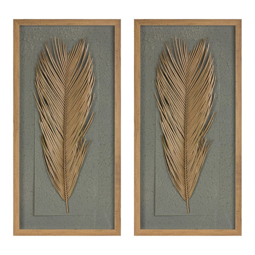 Melrose International Dried Palm Frame, Set of 2, Grey/Brown