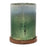 Melrose Green Mercury Glass Candle Holder/Wood Base 8.5"H, Green/Brown - 90005DS