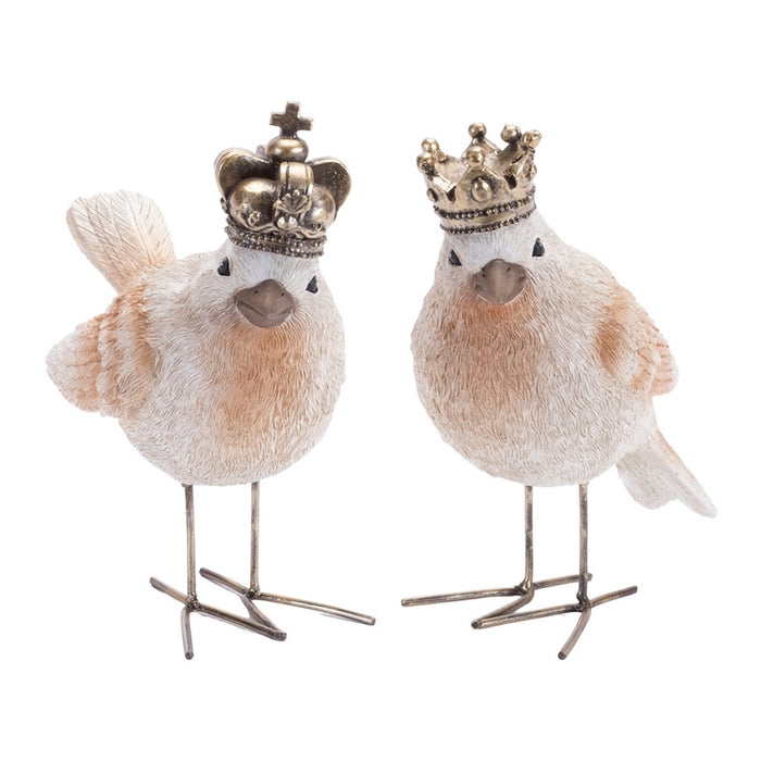 Melrose International Royal Bird Figurine, Set of 2, White/Pink - 90016DS