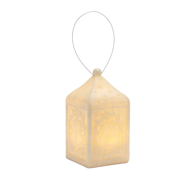 Melrose International Holiday Bell Pendant Lantern 9"H, White - 90018DS