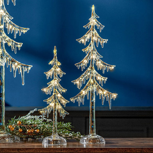 Melrose Int. LED Acrylic Dripping Pine Tree, Set of 2, CleaRed
