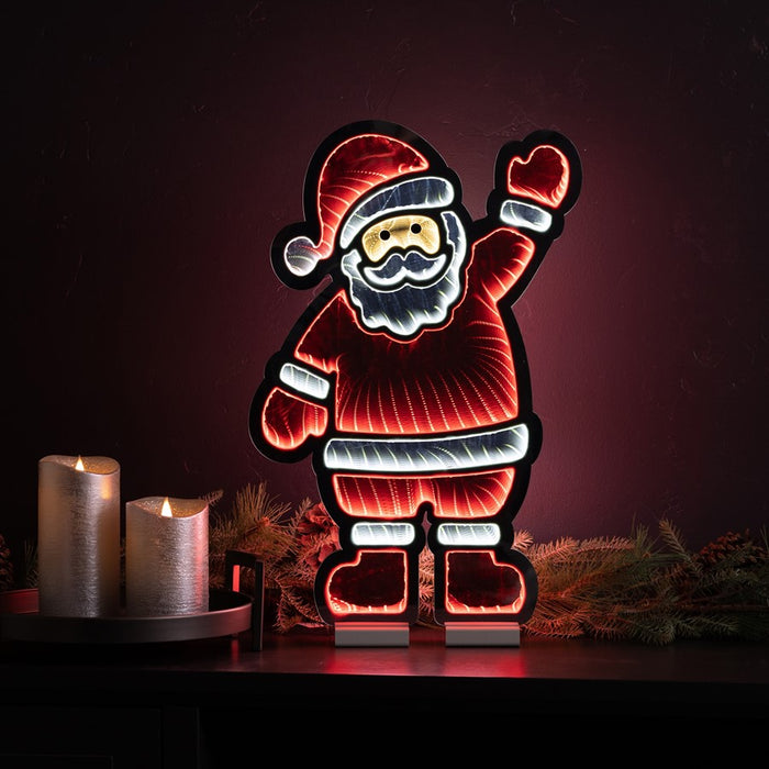 Melrose Int. Waving Santa Ekko Light Display 22.5"H, Red/White