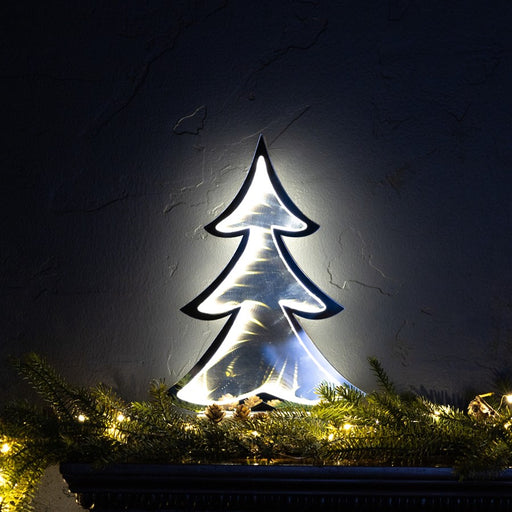 Melrose Pine Tree Outline Ekko Light Display, Set of 2, White