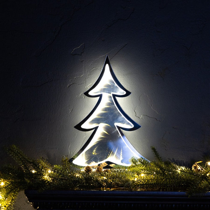 Melrose Pine Tree Outline Ekko Light Display, Set of 2, White
