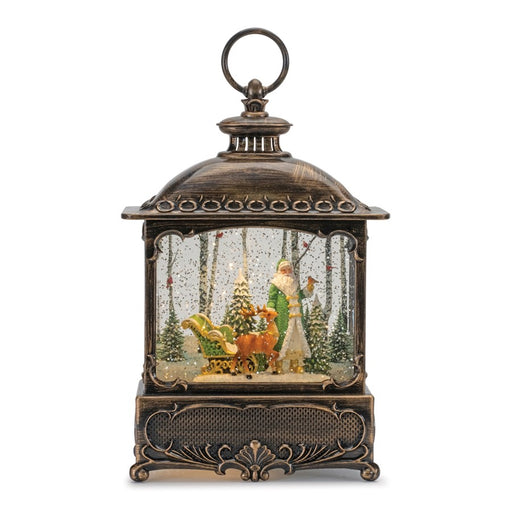 Melrose LED Snow Globe Lantern/Santa/Woodland Animals 10.5"H, Bronze/G - 90061DS