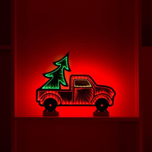 Melrose Holiday Pickup Truck Ekko Light Display 16"L, Red/Green
