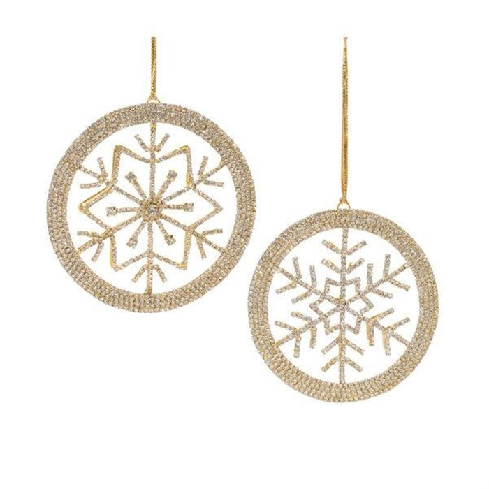 Melrose International Jeweled Metal Snowflake Ornament, Set of 6, Gold - 90070DS