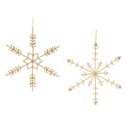 Melrose International Beaded Metal Snowflake Ornament, Set of 6, Gold - 90071DS