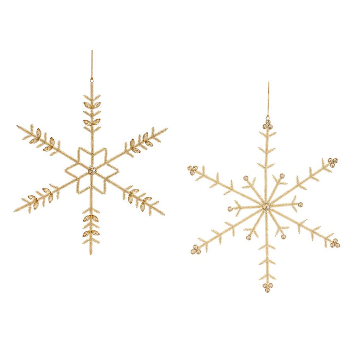 Melrose International Beaded Metal Snowflake Ornament, Set of 6, Gold - 90071DS