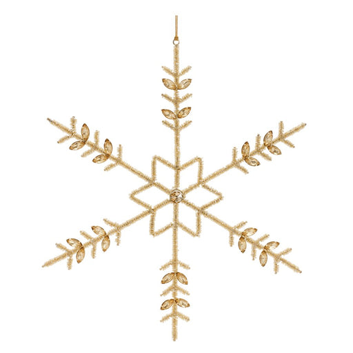 Melrose International Beaded Metal Snowflake Ornament, Set of 6, Gold