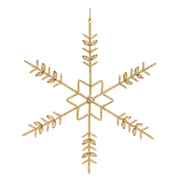Melrose International Beaded Metal Snowflake Ornament, Set of 6, Gold