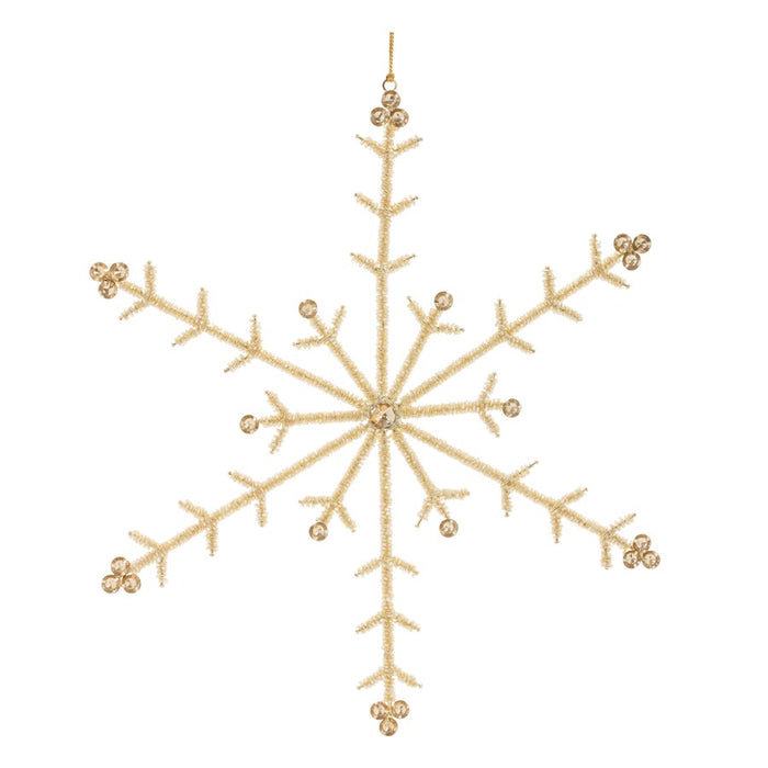 Melrose International Beaded Metal Snowflake Ornament, Set of 6, Gold