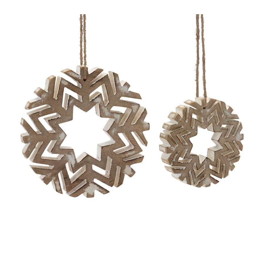 Melrose Int. Cut-Out Snowflake Ornament, Set of 12, Brown - 90073DS