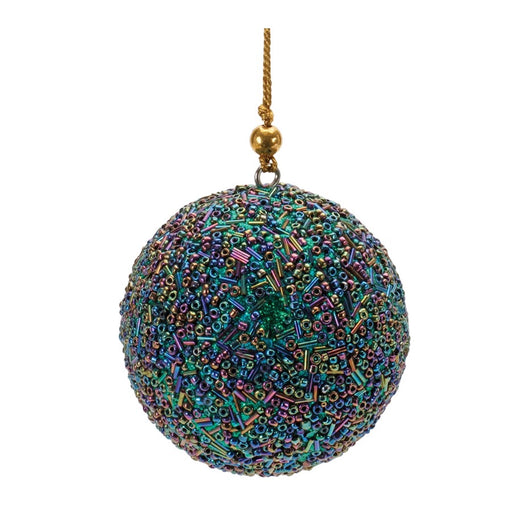 Melrose Rainbow Beaded Ball Ornament, Set of 12, Blue/Purple - 90078DS