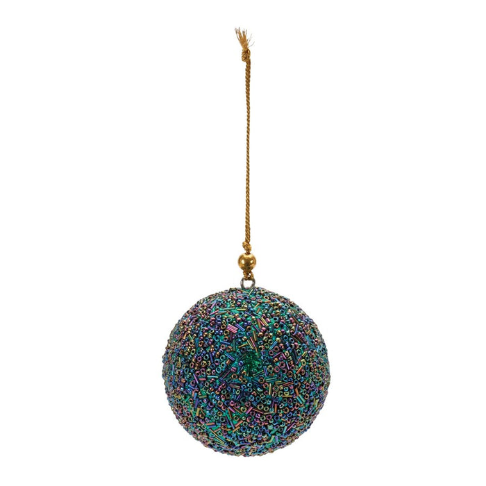 Melrose Rainbow Beaded Ball Ornament, Set of 12, Blue/Purple