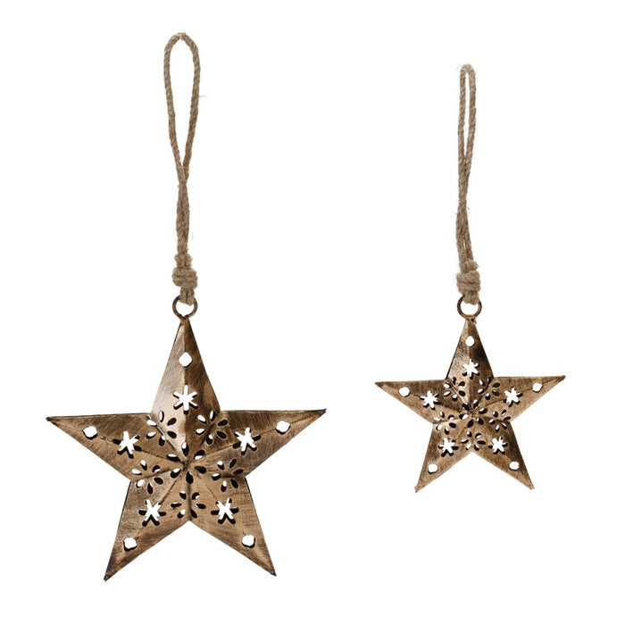 Melrose International Punched Metal Star Ornament, Set of 12, Bronze