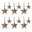 Melrose International Punched Metal Star Ornament, Set of 12, Bronze