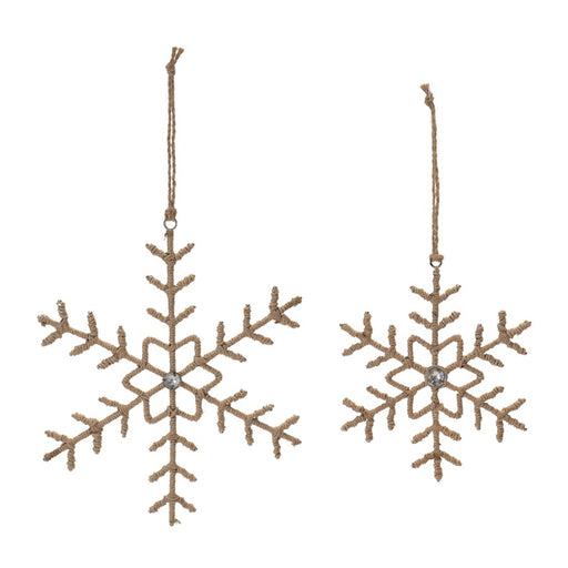 Melrose Jute Wrapped Metal Snowflake Oranment, Set of 6, Beige