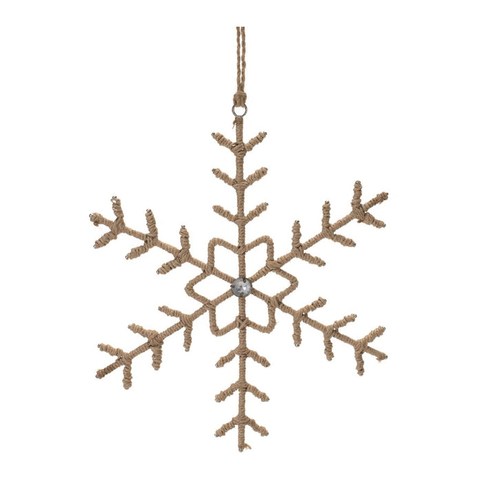 Melrose Jute Wrapped Metal Snowflake Oranment, Set of 6, Beige