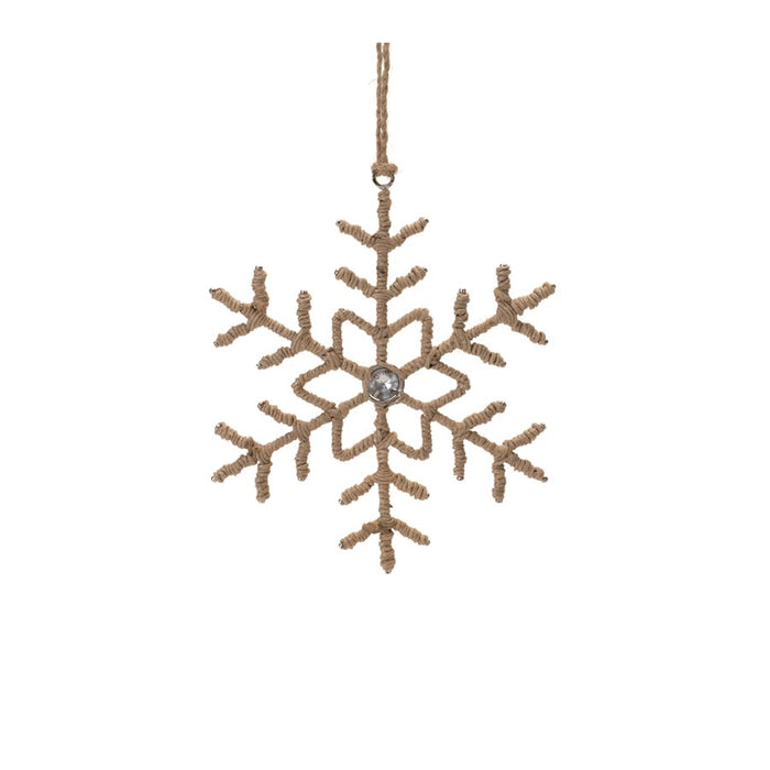 Melrose Jute Wrapped Metal Snowflake Oranment, Set of 6, Beige