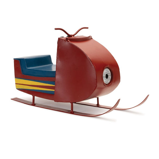 Melrose International Vintage Metal Snowmobile Decor 12.5"L, Red/Blue - 90101DS