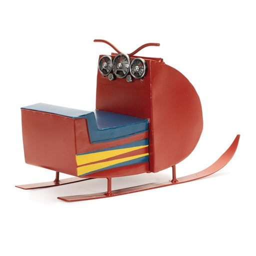 Melrose International Vintage Metal Snowmobile Decor 12.5"L, Red/Blue