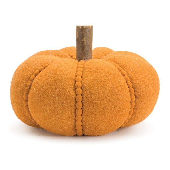 Melrose International Felt Wool Pumpkin Decor, Set of 2, Orange/Brown