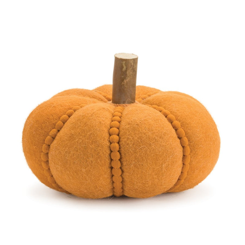 Melrose International Felt Wool Pumpkin Decor, Set of 2, Orange/Brown