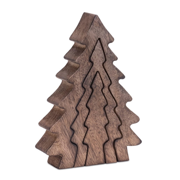 Melrose International Wood Pine Tree Nesting Display, Set of 2, Brown - 90136DS