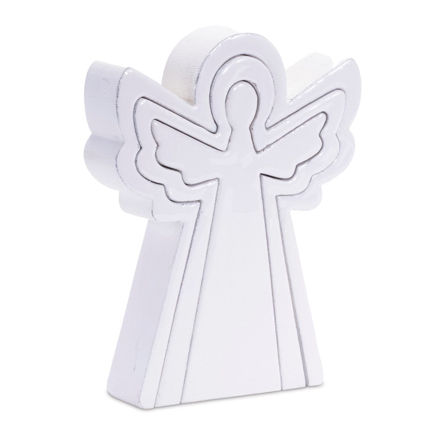 Melrose International Wood Angel Nesting Display, Set of 2, White - 90137DS