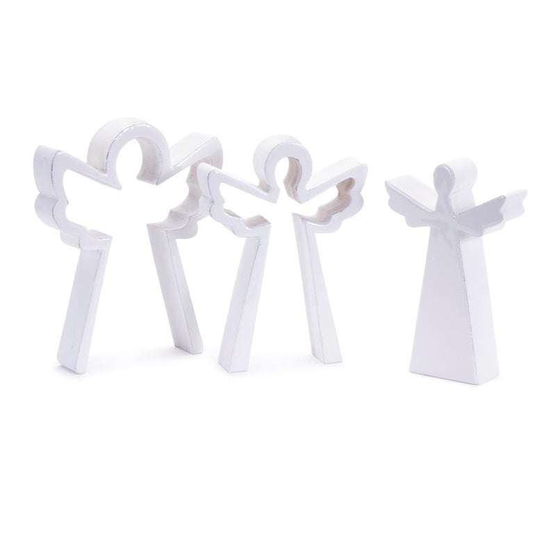 Melrose International Wood Angel Nesting Display, Set of 2, White