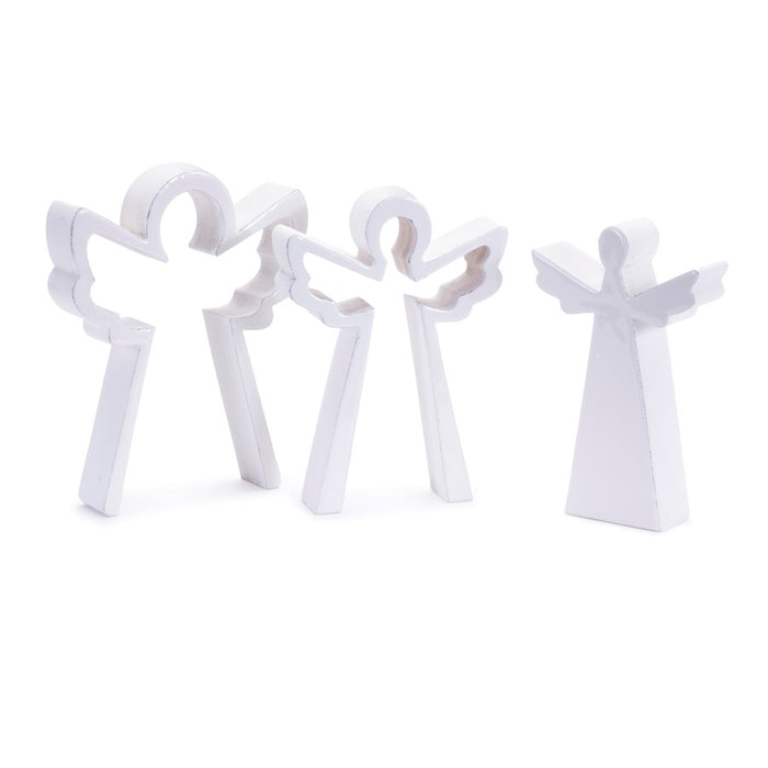 Melrose International Wood Angel Nesting Display, Set of 2, White