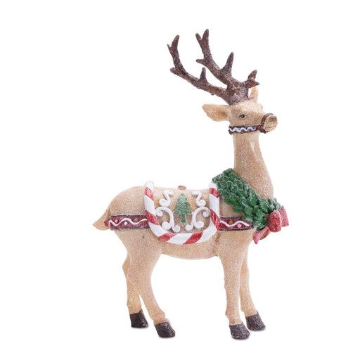 Melrose Glittered Holiday Deer Figurine, Set of 3, Brown/Green/Red