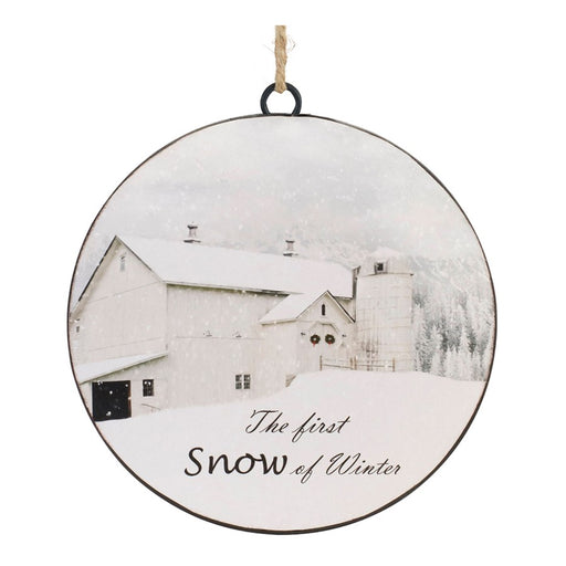 Melrose International Metal First Snow Disc Ornament, Set of 12, White - 90153DS