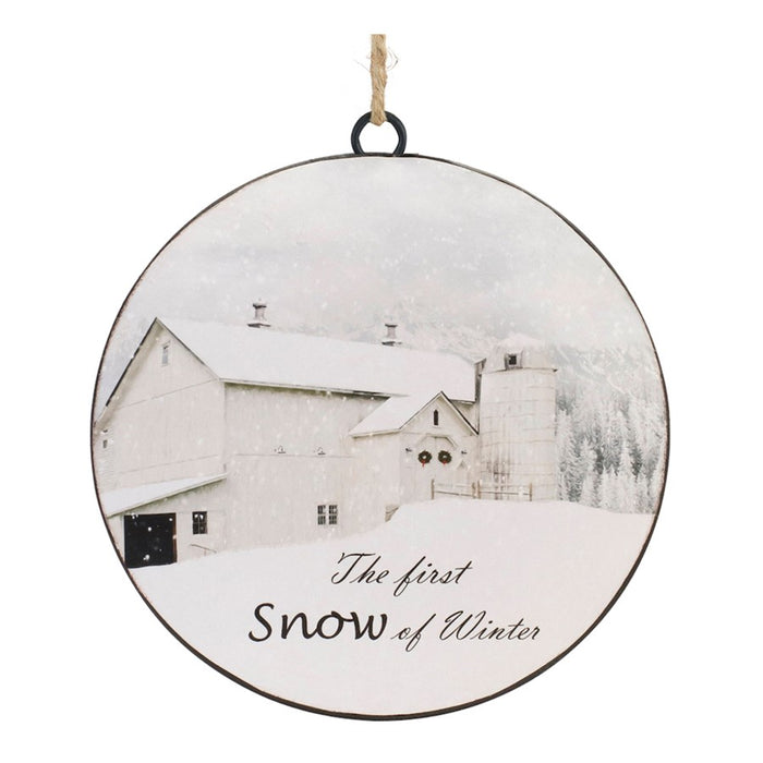 Melrose International Metal First Snow Disc Ornament, Set of 12, White - 90153DS