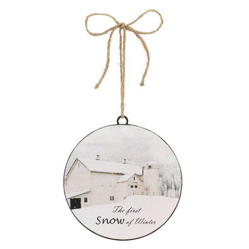 Melrose International Metal First Snow Disc Ornament, Set of 12, White