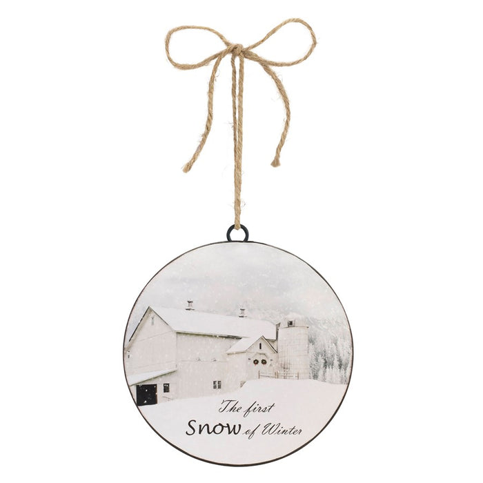 Melrose International Metal First Snow Disc Ornament, Set of 12, White