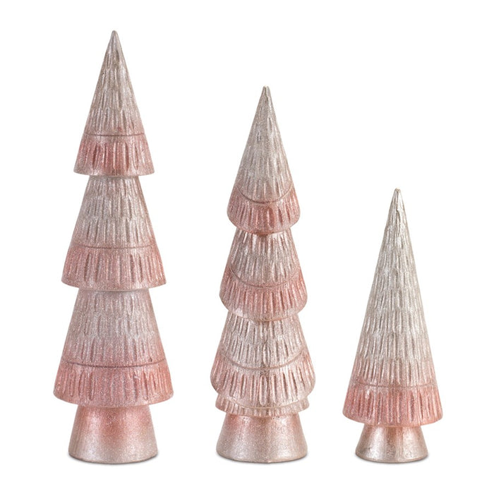 Melrose International Etched Pine Tree, Set of 3 - 90167DS