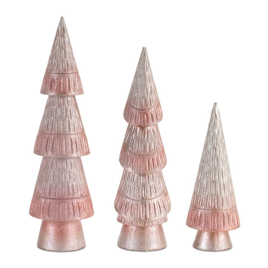 Melrose International Etched Pine Tree, Set of 3 - 90167DS