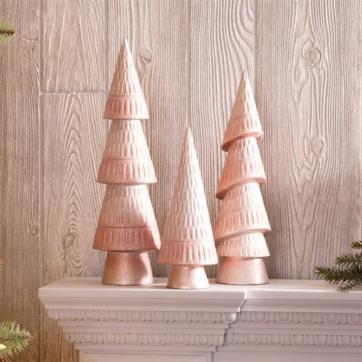 Melrose International Etched Pine Tree, Set of 3