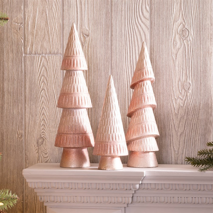 Melrose International Etched Pine Tree, Set of 3