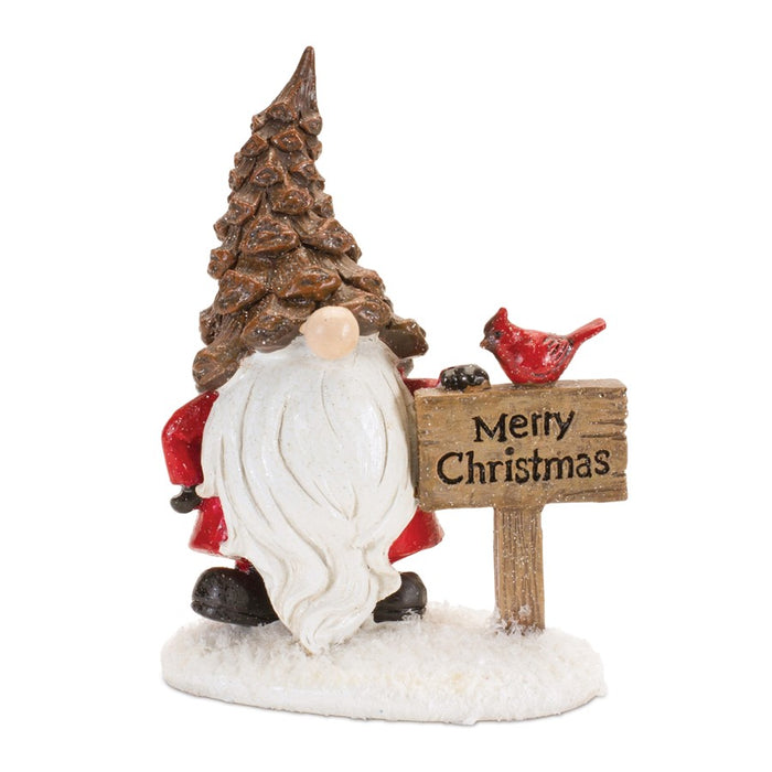 Melrose Pinecone Santa Gnome/Cardinal Bird, Set of 2, Brown/Red