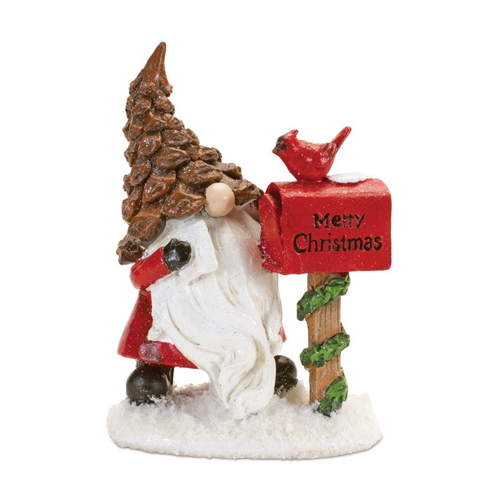 Melrose Pinecone Santa Gnome/Cardinal Bird, Set of 2, Brown/Red