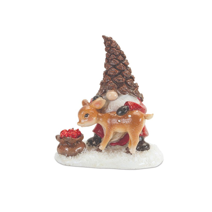 Melrose Pinecone Santa Gnome/Woodland Animals, Set of 4, Red/Brown