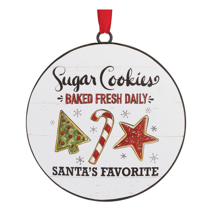 Melrose Metal Cookies/Cocoa Disc Ornament, Set of 12, White/Red/Green