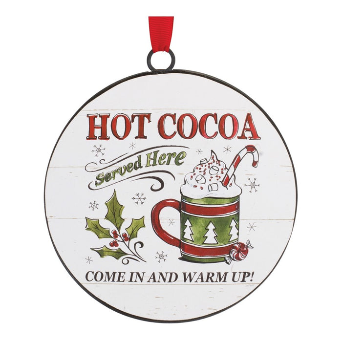 Melrose Metal Cookies/Cocoa Disc Ornament, Set of 12, White/Red/Green
