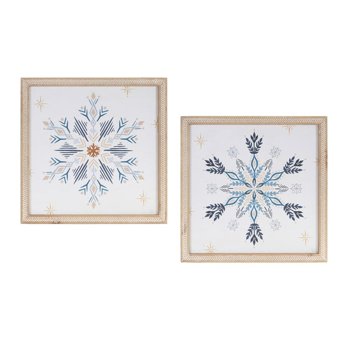 Melrose Framed Holiday Snowflake Print, Set of 2, White/Blue - 90186DS