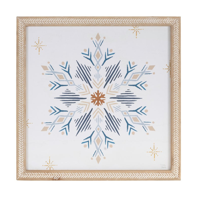 Melrose Framed Holiday Snowflake Print, Set of 2, White/Blue